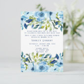 Invitation Dusty Blue Peony Florals Garçon Baby Dans Douche F (Debout devant)