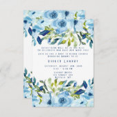 Invitation Dusty Blue Peony Florals Garçon Baby Dans Douche F (Devant / Derrière)