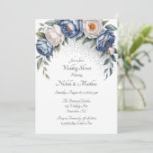 Invitation Dusty Blue Peony Rose et Wedding shower Parties sc (Debout devant)