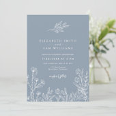 Invitation Dusty Blue Periwinkle Floral Élégant mariage (Debout devant)