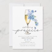 Invitation Dusty Blue Petals & Prosecco Fête des mariées (Devant)
