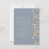 Invitation Dusty Blue Petals & Prosecco Fête des mariées (Devant)