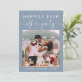 Invitation Dusty Blue Photo QR Code Mariage Réception (Debout devant)