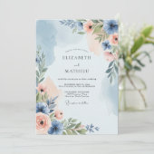 Invitation Dusty Blue Poetic Spring Wedding (Debout devant)