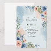 Invitation Dusty Blue Poetic Spring Wedding (Devant / Derrière)