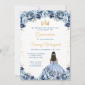 Invitation Dusty Blue Princess Floral Quinceañera (Devant)