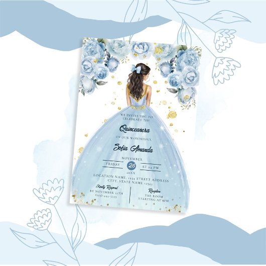 Invitation Dusty Blue Princess Party