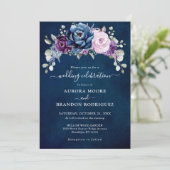 Invitation Dusty Blue Purple Lilac Mariage Célébration Invita (Debout devant)