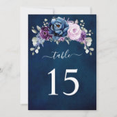 Invitation Dusty Blue Purple Lilac Wedding Table number card (Devant)