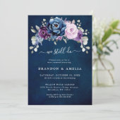Invitation Dusty Blue Purple Navy Lilac Blooms Nous le faison (Debout devant)