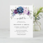 Invitation Dusty Blue Purple Navy Lilac Blooms Nous le faison (Debout devant)