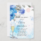 Invitation Dusty Blue Purple Peony Flora Brunch et Bubbly (Devant)