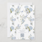 Invitation Dusty Blue QR Code Aquarelle Fête des mariées flor (Dos)