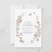 Invitation Dusty Blue QR Code Fleur sauvage Fête des mariées (Devant)