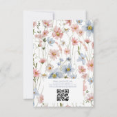 Invitation Dusty Blue QR Code Fleur sauvage Fête des mariées (Dos)