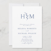 Invitation Dusty Blue QR Code RSVP Mariage de monogramme bota (Devant)