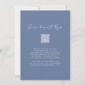 Invitation Dusty Blue QR Code RSVP Monogram Wreath Mariage (Dos)