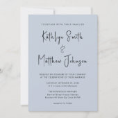 Invitation Dusty Blue QR Code Tout en un Mariage moderne (Devant)