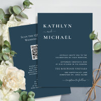Dusty Blue QR Code Tout en un Mariage moderne chic