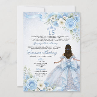 Invitation Dusty Blue Quinceañera 15 Anos Mis Quince Crown