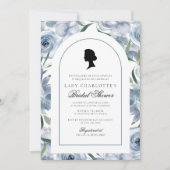 Invitation Dusty Blue Regency Élégante Fête des mariées (Devant)