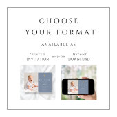 Invitation Dusty Blue Religieux Cross Boy Photo Baptême