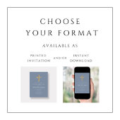 Invitation Dusty Blue Religious Wood Cross Boy Confirmation d