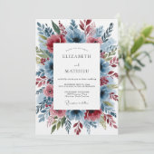 Invitation Dusty Blue Romantic Bloom Wedding (Debout devant)