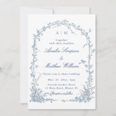 Invitation Dusty Blue Romantic Botanical Arch Garden Wedding  (Devant)