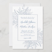 Invitation Dusty Blue Romantic Botanical Mariage élégant (Devant)