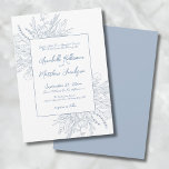 Invitation Dusty Blue Romantic Botanical Mariage élégant<br><div class="desc">Vintage Rencontre Avec Le Faire-part de mariage Botanique Moderne. Cet élégant design allie charme vintage et style contemporain. Au coeur se trouve un cadre rectangle simple, tracé à la ligne, entouré de feuilles botaniques et de fleurs dessinées à la main, offrant une atmosphère fleur sauvage intemporelle et moderne. La combinaison...</div>
