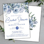 Invitation Dusty Blue Romantic Floral Fête des mariées<br><div class="desc">Dusty bleu romantique nuptiale douche nuptiale fleurie invitation douche nuptiale fleurie. Nom,  date et information de la Personnaliser.</div>