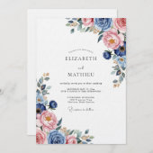 Invitation Dusty Blue Romantic Floral Wedding (Devant / Derrière)
