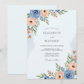 Invitation Dusty Blue Romantic Spring Wedding (Devant / Derrière)
