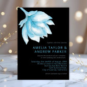 Invitation Dusty Blue Rose Aquarelle moderne Mariage floral