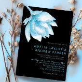 Invitation Dusty Blue Rose Aquarelle moderne Mariage floral