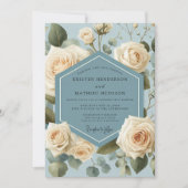 Invitation Dusty Blue Rose Botanical Wedding (Devant)