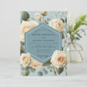 Invitation Dusty Blue Rose Botanical Wedding (Debout devant)