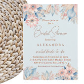 Invitation Dusty Blue rose Floral Boho Chic Fête des mariées