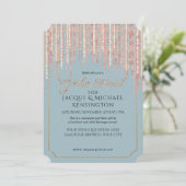 Invitation Dusty Blue Rose Gold Parties scintillant Fringe Ge (Debout devant)