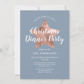 Invitation Dusty Blue Rose Gold Star Dinner Party (Devant)