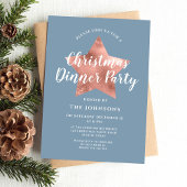 Invitation Dusty Blue Rose Gold Star Dinner Party