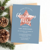 Invitation Dusty Blue Rose Gold Star Noël Party