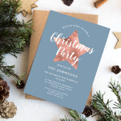 Invitation Dusty Blue Rose Gold Star Noël Party