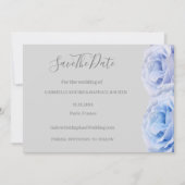 Invitation Dusty Blue Roses Gray Floral Save The Date Mariage (Devant)