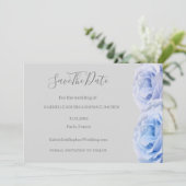 Invitation Dusty Blue Roses Gray Floral Save The Date Mariage (Debout devant)