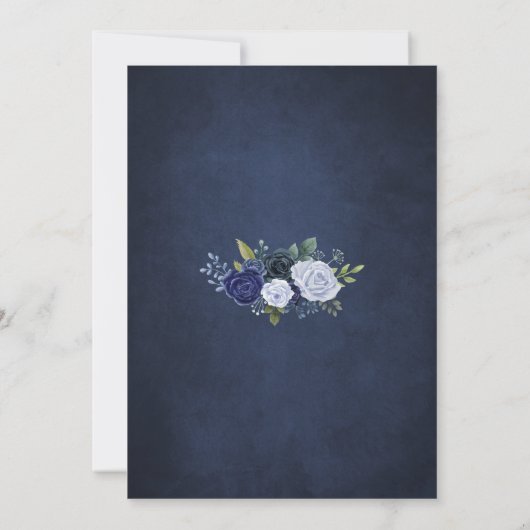 Invitation Dusty Blue Roses on Navy (Dos)