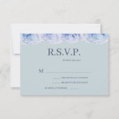 Invitation Dusty Blue Roses Sage élégant mariage floral RSVP (Devant)