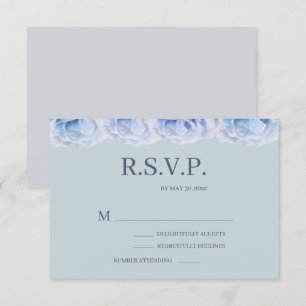 Invitation Dusty Blue Roses Sage élégant mariage floral RSVP