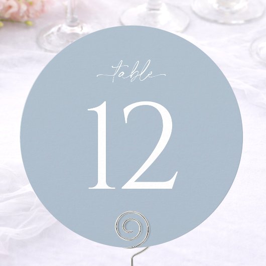 Invitation Dusty Blue Round Wedding Table Number